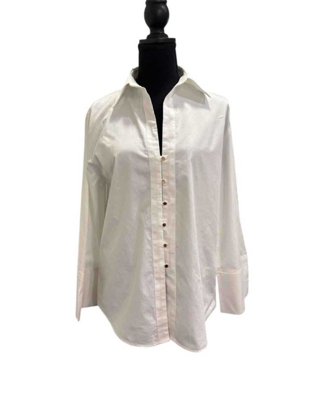 Zara Women’s White 3/4 Sleeve Cotton Button Down Size small